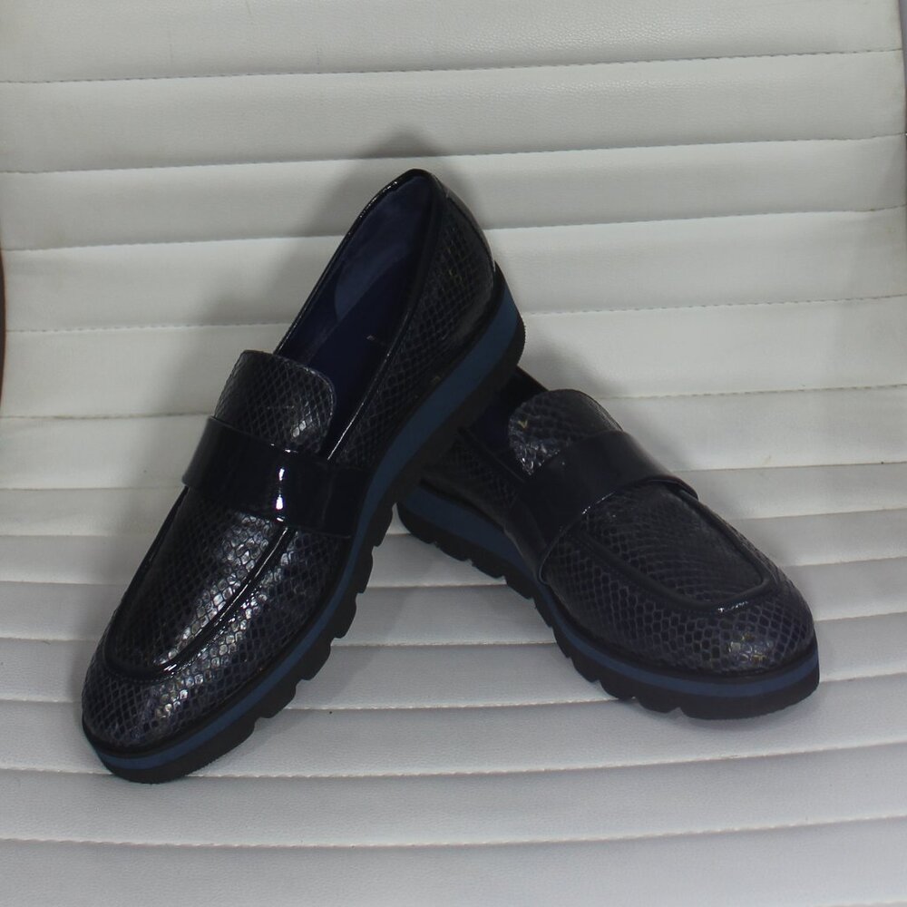 Valentine Ranconi Firenze  blue black leather shoes Made in Italy size 9 M